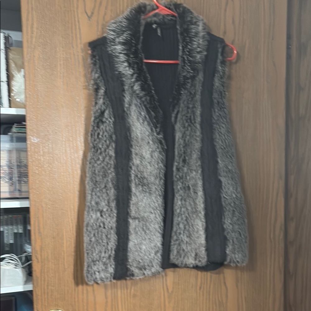Vanity Fair Gray and Black Fur Vest